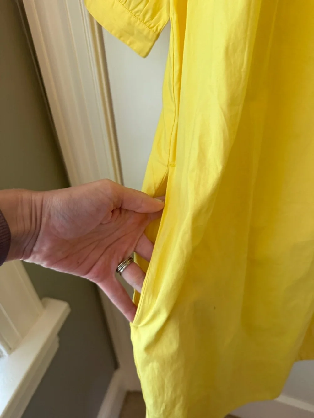 J. Crew Bright Yellow Pintuck Button-Front Tunic Dress Med